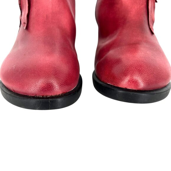 Socofy Red Floral Embellished Ankle Boots Size 39 US 8 - Picture 5 of 13